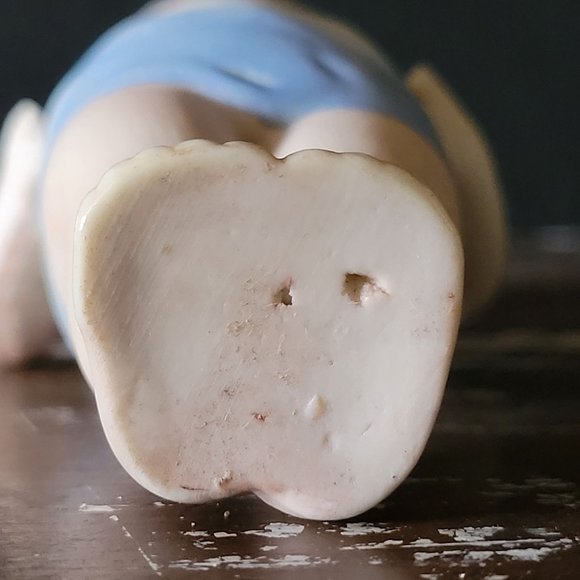 Vintage Nippon Bisque Baby Boy with Jointed Arms, Small Bisque Boy Doll - Picture 7 of 8